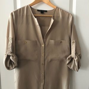 Sandra Angelozzi Tan Blouse w/Gold buttons